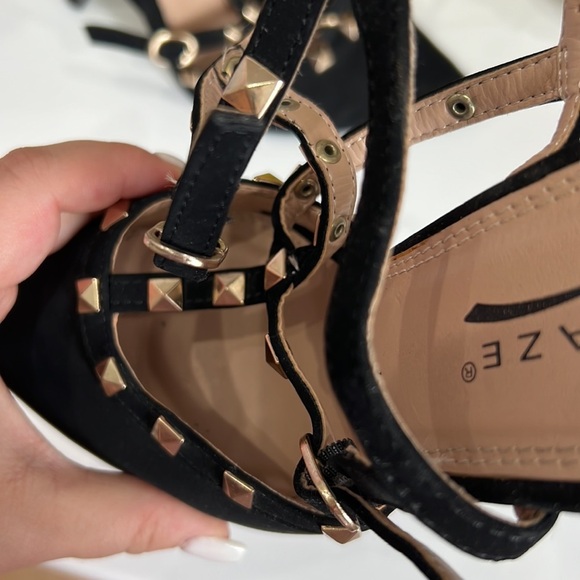 Black Suede Studded Pumps - Picture 16 of 17